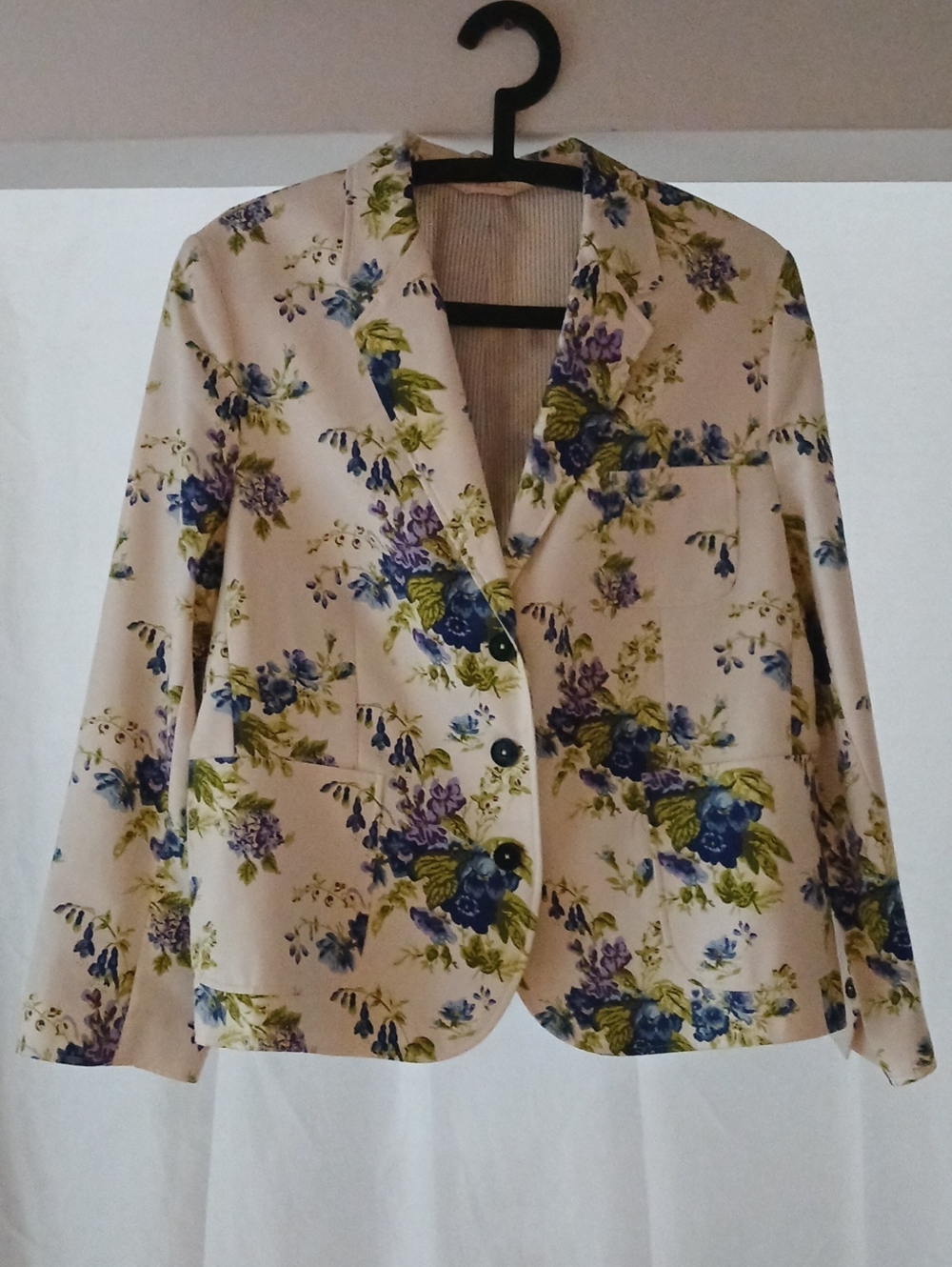 Brooks Brothers Cream Floral Blazer with Blue & Green Accents